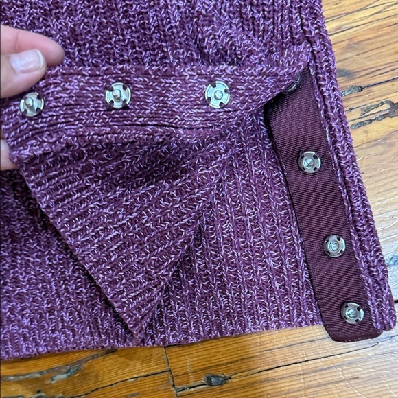 Talbots Purple Two-Tone Turtleneck quarter zip Knit Sweater Size Medium - Picture 3 of 7
